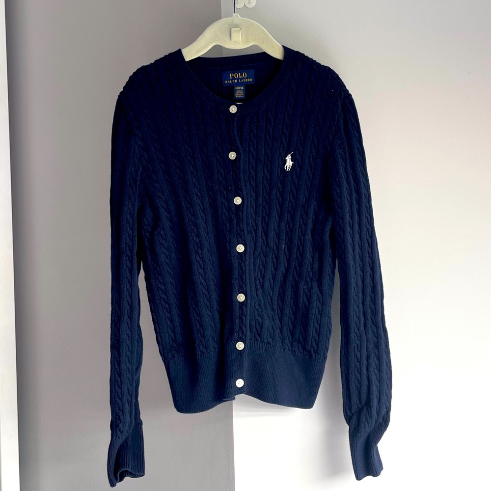Ralph Lauren navy blue button up sweater for kids